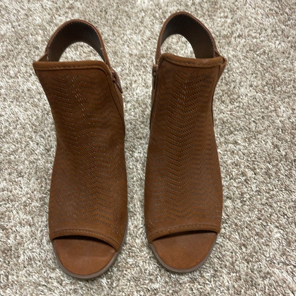 Brown Zip Up Open Slide Shoe